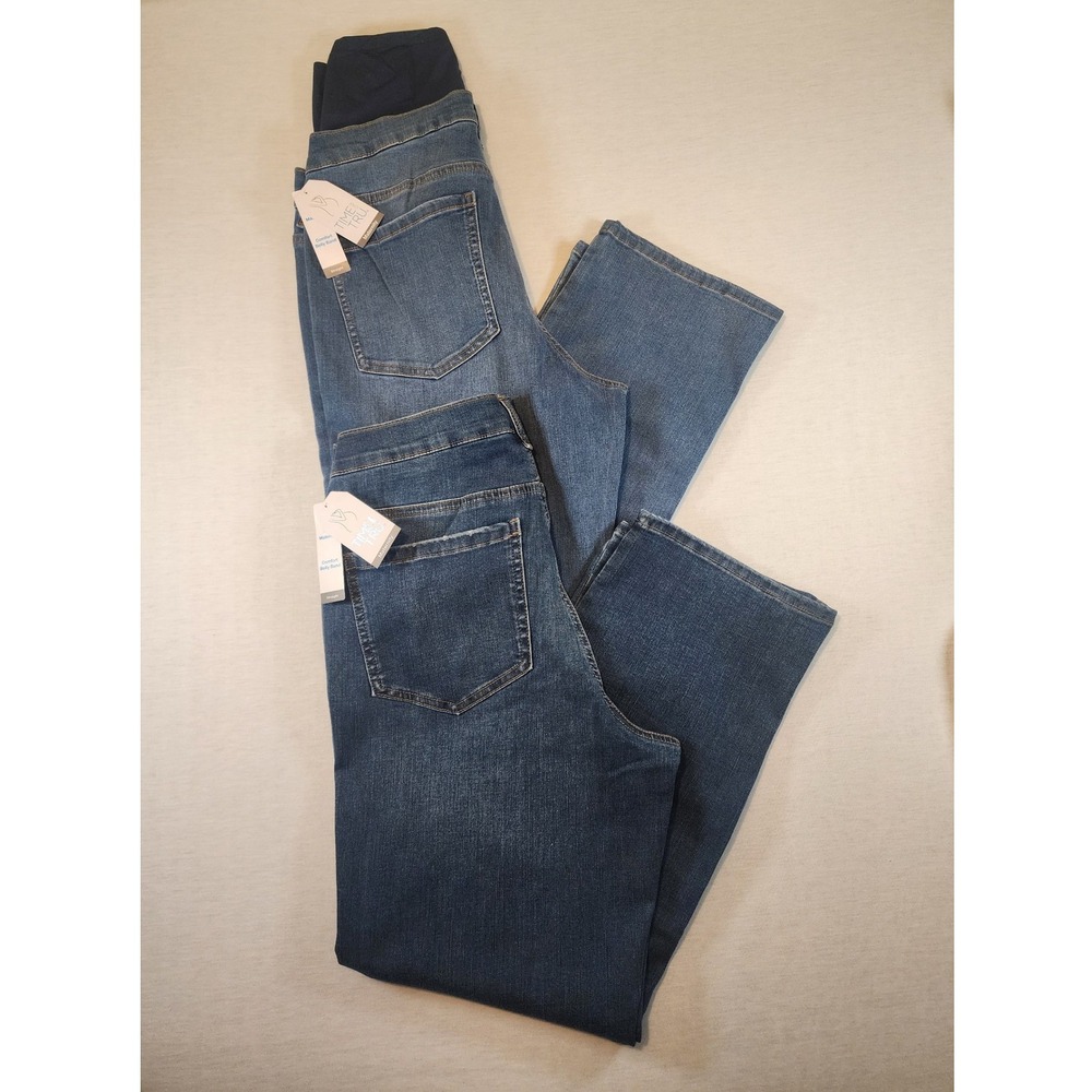 Time and Tru Maternity Straight‎ Leg Crop Jeans M 8-10 Bundle 2 Pair Support NWT